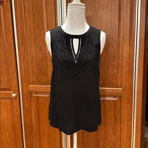 Daniel Rainn Black‎ Sleeveless Blouse with Crochet Accent
